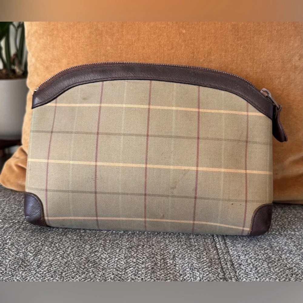 Burberry Brown Leather & Tan Plaid Cosmetic Clutch & HOBO Lauren Clutch-Wallet - Picture 6 of 16
